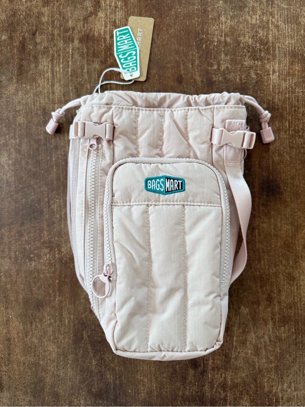 Blush Pink Quilted Water Bottle Sling